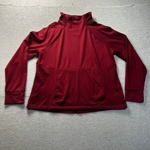 Athletic Pullover Sweatshirt Womens XL Maroon Red Fleece Lined Activewear Avia